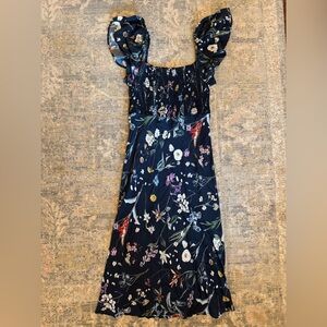 Amour Vert Navy Floral Smocked Dress - Size XS
